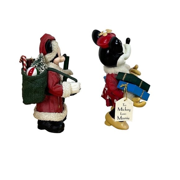 Vtg 1989 Walt Disney Mickey and Minnie Mouse Santa's World Fabric Mache  8" tall - Picture 4 of 5